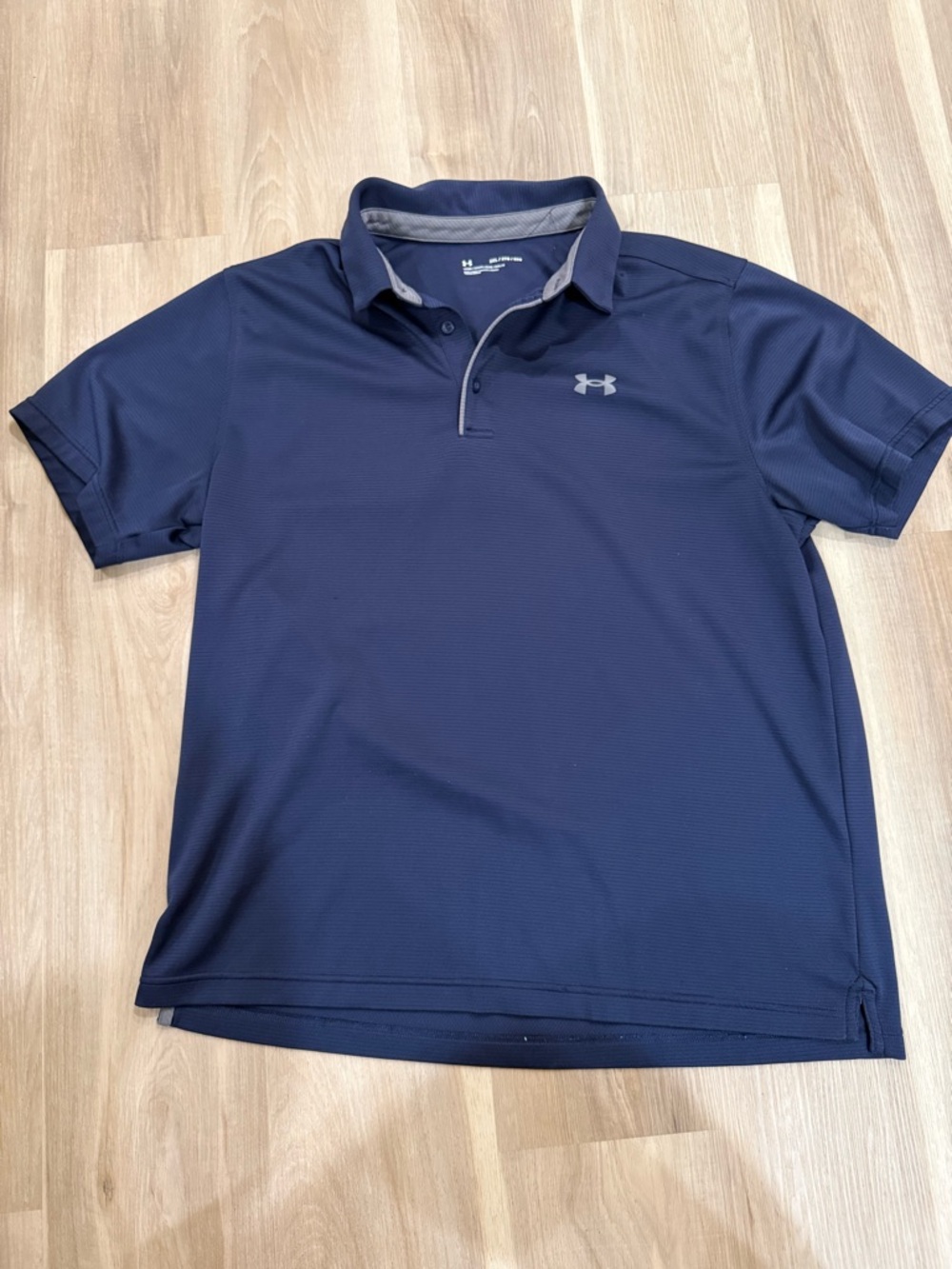 Under Armour Men’s Navy Polo with Gray Logo Trim